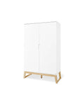 Wardrobe 'Bridge' featuring white lacquered MDF and solid ash accents, ideal for child's room storage.