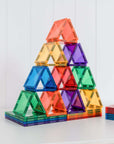 Colorful structure made from Rainbow Square Pack 42 pc tiles, showcasing creative building potential.