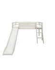 Halfhoogslaper met glijbaan en schuine ladder, 90x200 cm, wit