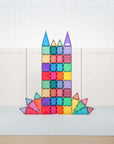 Glitter Castle Pack 48 pc featuring a colorful, sparkling castle made from glitter-infused tiles.