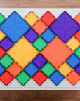 Colorful arrangement of Connetix tiles showcasing the Rainbow Square Pack 42 pc for creative building fun.