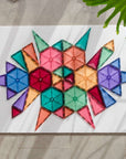 Colorful geometric arrangement created with Connetix Pastel Geometry Pack 40 pc showcasing creativity and symmetry.