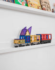Colorful Connetix train model made from the Rainbow Transport Pack 50 pc, ready for imaginative adventures.