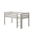 Mid-High Bed with Straight Ladder and Safety Rail, 90x200 cm, Grey
