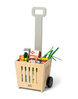 Wooden Shopping Basket on Wheels