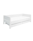 Single Bed with Storage and Safety Rail, 90x200 cm, White