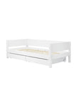 Single Bed with Storage and Safety Rail, 90x200 cm, White
