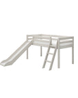 Halfhoogslaper met glijbaan en schuine ladder, 90x200 cm, wit