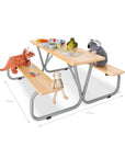 Children's picnic bench 'Michel' made of solid pine, featuring 2 benches, a table, and play toys for kids.