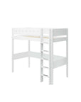 Hoogslaper met rechte ladder en veiligheidsrails, 90x200 cm, wit