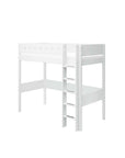 Hoogslaper met rechte ladder en veiligheidsrails, 90x200 cm, wit