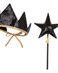 “Black Sequins” Crown and Wand Magic Set
