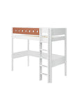 Hoogslaper met rechte ladder en veiligheidsrails, 90x200 cm, wit/blond