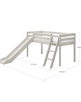 Halfhoogslaper met glijbaan en schuine ladder, 90x200 cm, wit