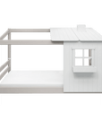 Single Bed with 1/2 Classic House, 90x200 cm, White/Grey