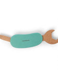 Mamamemo wooden multi-tool in playful green, featuring a screwdriver and open-end wrench for imaginative play.