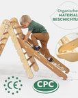 4in1 Montessori Klettergerüst Set: Kletterdreieck mit Rutsche, Kletterbogen, Kletternetz, für Kinder 1-7 Jahre – Beige-3