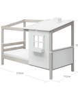 Single Bed with 1/2 Classic House, 90x200 cm, White/Grey