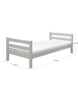 Single Bed, 90x200 cm, Grey