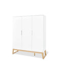 Wardrobe 'Bridge' Large in white finish with solid ash accents and three doors for stylish children's room storage.