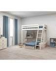 Hoogslaper met bank, bureau en uitvalbeveiliging, 90x200 cm, wit