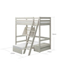 Hoogslaper met bank, bureau en uitvalbeveiliging, 90x200 cm, wit