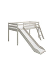 Halfhoogslaper met glijbaan en schuine ladder, 90x200 cm, wit