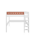 Hoogslaper met rechte ladder en veiligheidsrails, 90x200 cm, wit/blond