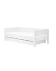 Single Bed with Storage and Safety Rail, 90x200 cm, White