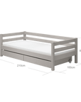 FLEXA CLASSIC single bed with storage in grey, dimensions 90x200 cm, designed for children with a Scandinavian aesthetic.