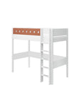 Hoogslaper met rechte ladder en veiligheidsrails, 90x200 cm, wit/blond
