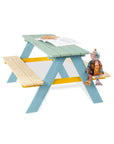 Children's picnic bench 'Nicki' in blue and yellow, perfect for outdoor fun and creative play.
