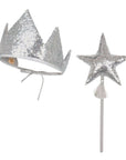 “Silver Sequins” Crown and Wand Magic Set
