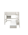 Hoogslaper met bank, bureau en uitvalbeveiliging, 90x200 cm, wit