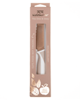 KiddiKutter Knife - Limited Edition Rose Gold in packaging, designed for safe food prep for kids.