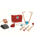 Doctor Set with wooden medical tools, including a stethoscope, thermometer, and doctor bag for imaginative play.