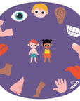 Timio Disc Pack Set 1 features colorful illustrations of body parts and children for interactive learning.