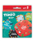 Timio Disc Pack Set 2 featuring 5 magnetic discs for early learning with themes like sea creatures and nursery rhymes.