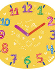 Colorful clock face from Timio Disc Pack Set 3, featuring fun numbers to teach kids how to tell time.