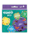 Timio Disc Pack Set 4 featuring five interactive discs for nursery rhymes, fairy tales, dinosaurs, and insects.