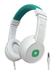 Timio Headphone in white and green, designed for children's comfort during listening activities.
