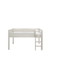Mid-High Bed with Straight Ladder and Safety Rail, 90x200 cm, Grey