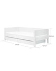 Single Bed with Storage and Safety Rail, 90x200 cm, White