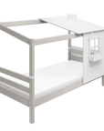Single Bed with 1/2 Classic House, 90x200 cm, White/Grey