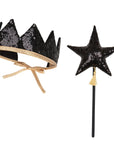 “Black Sequins” Fairy-tale Crown and Wand Magic Set