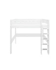 Hoogslaper met rechte ladder en veiligheidsrails, 90x200 cm, wit