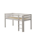 Mid-High Bed with Straight Ladder and Safety Rail, 90x200 cm, Grey