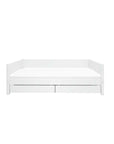 Single Bed with Storage and Safety Rail, 90x200 cm, White