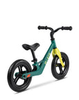 Micro Balance Bike Peacock Green in vibrant green and yellow, lightweight design for easy riding and fun adventures.