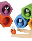 Beehives toy set featuring colorful wooden hives and bees with tweezers for fine motor skills.